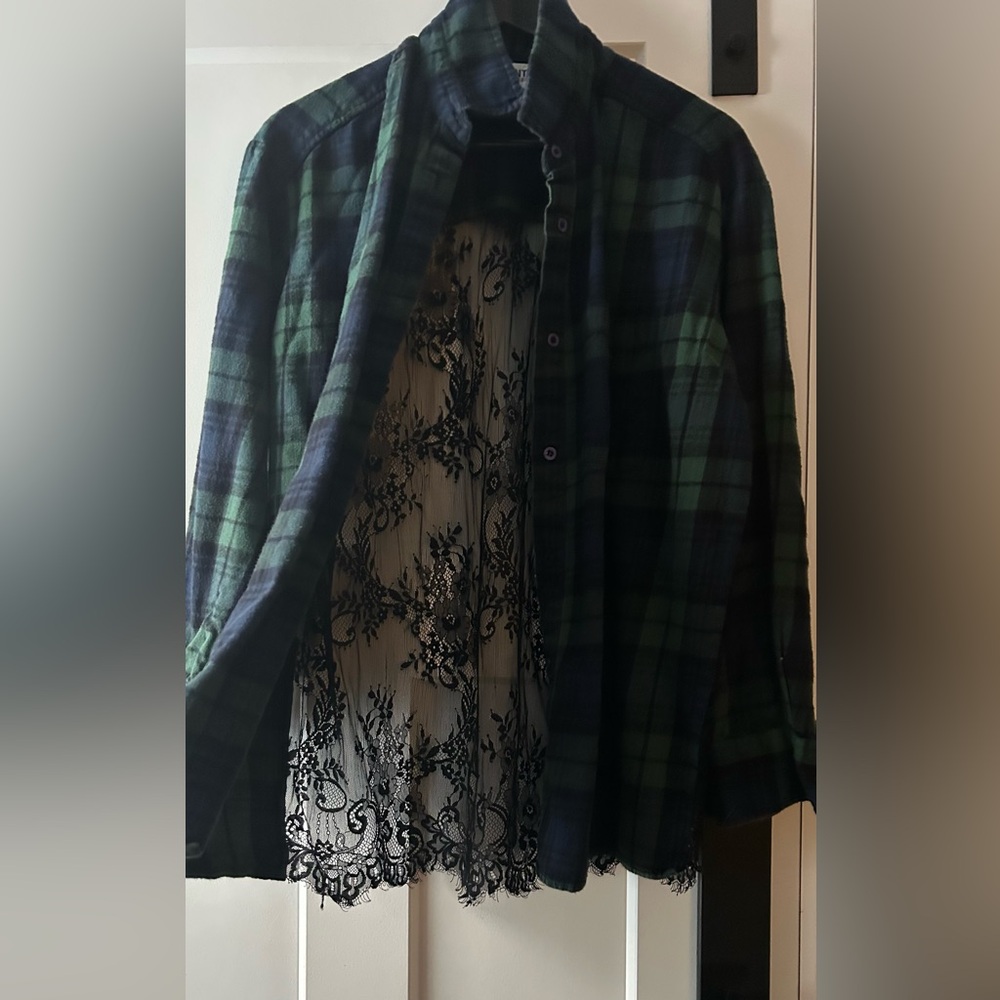 Essentiel Antwerp plaid and lace shirt